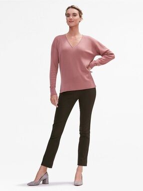 MM. Lafleur Rose V-Neck Fonda Merino Wool Knit Sweater